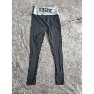 PINK Victoria's Secret Ultimate Leggings XS Black Gray Lace Up Full Length